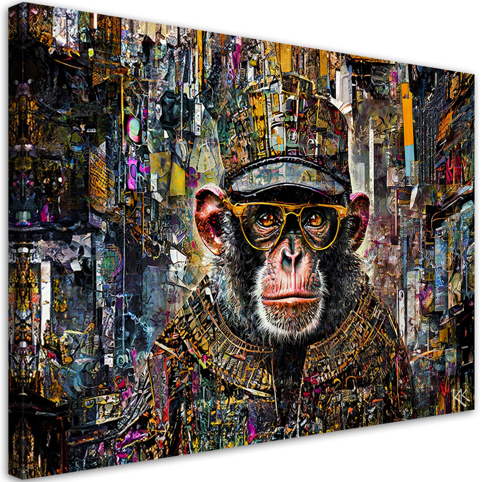 Obraz, Małpa z kolorowymi akcentami 120x80
