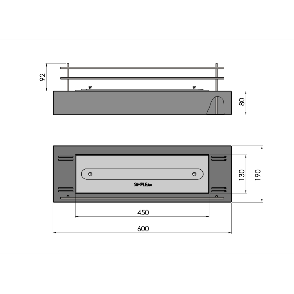 Brûleur au bioéthanol avec insert de plan de travail en acier inoxydable noir mat 60 cm avec verre - 4