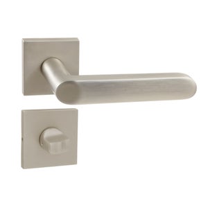 Maniglia Porta Bagno LINE-RT Nichel - Set Completo Per WC Con Rosette E Accessori