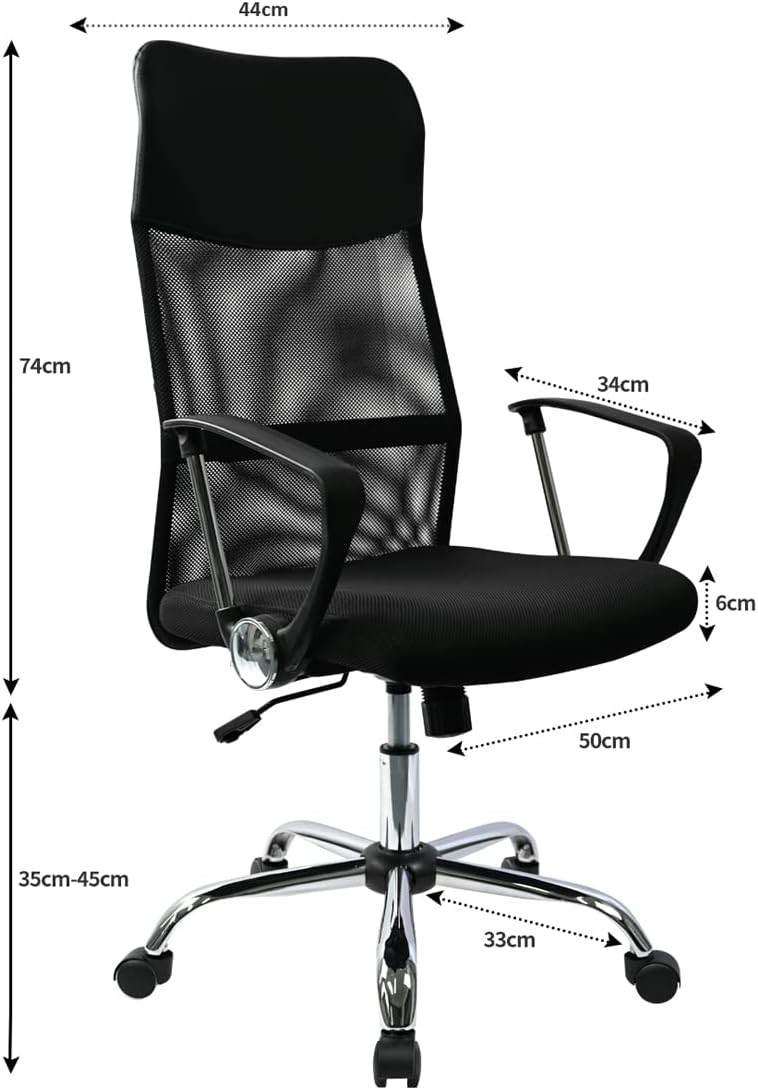 Sillón de despacho Meeting altura ajustable negro 110/120x50x50 cm - 8
