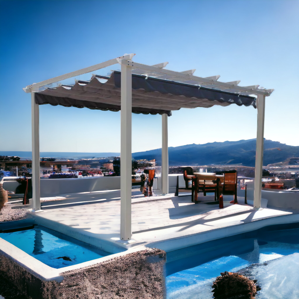 Gazebo pergola da esterno 3x4 mt in alluminio con telo in poliestere Good Summer - White - 2