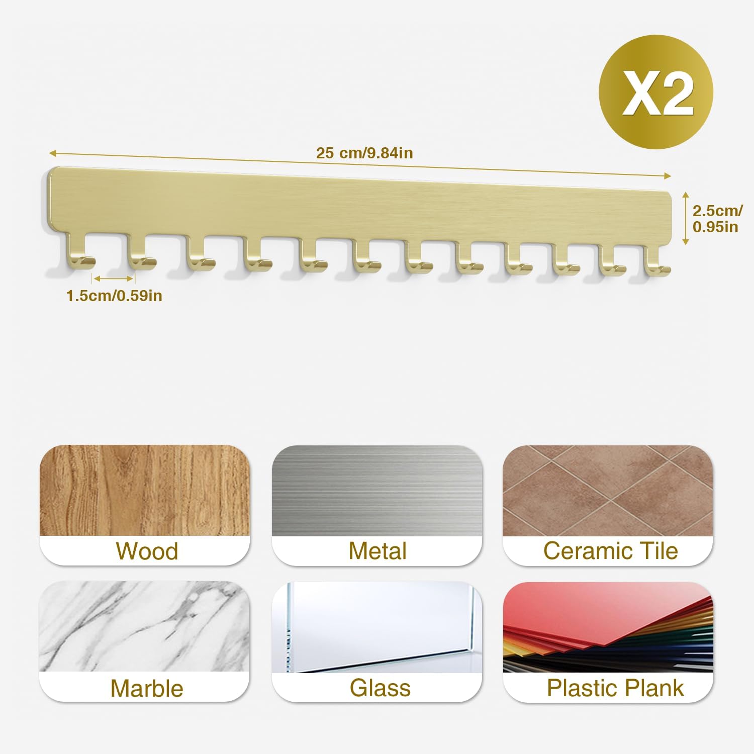 Lot de 2 porte-chaînes muraux pour bijoux - Organiseur de bijoux robuste pour colliers, bracelets et boucles d'oreilles - Solution peu encombrante - 5