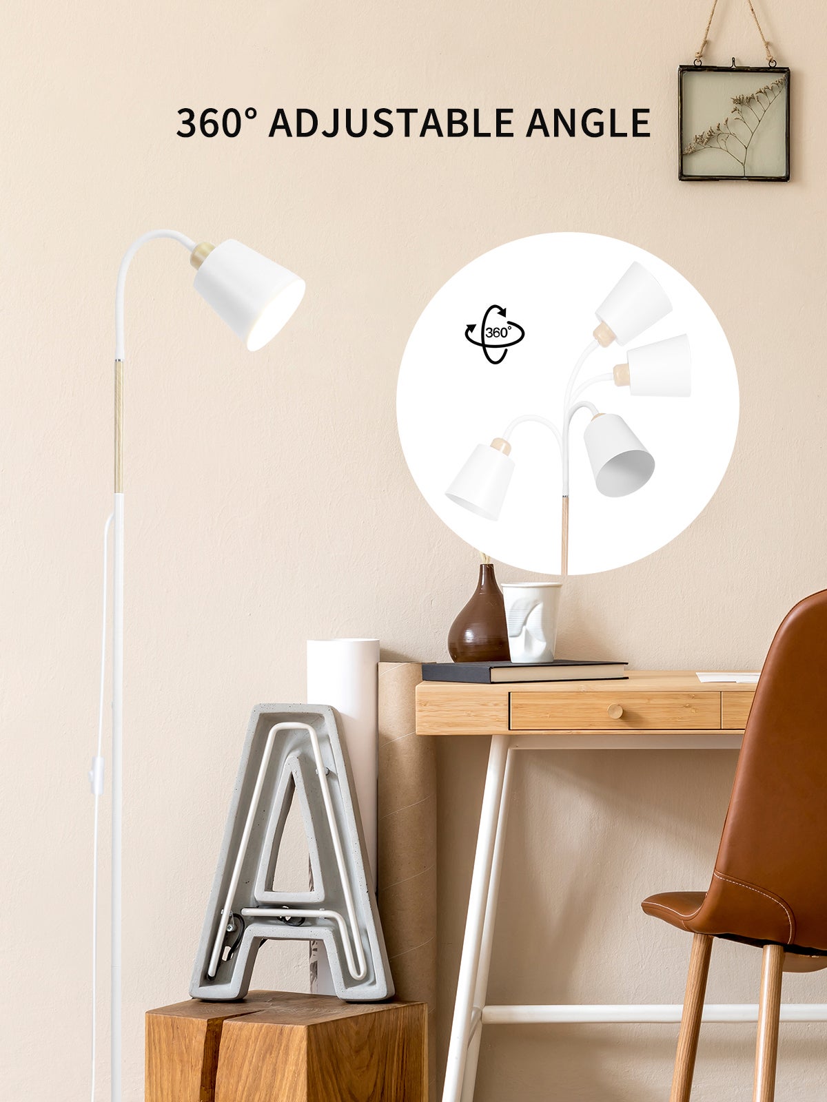 HOMCOM Lampada da terra per soggiorno con paralume in lino