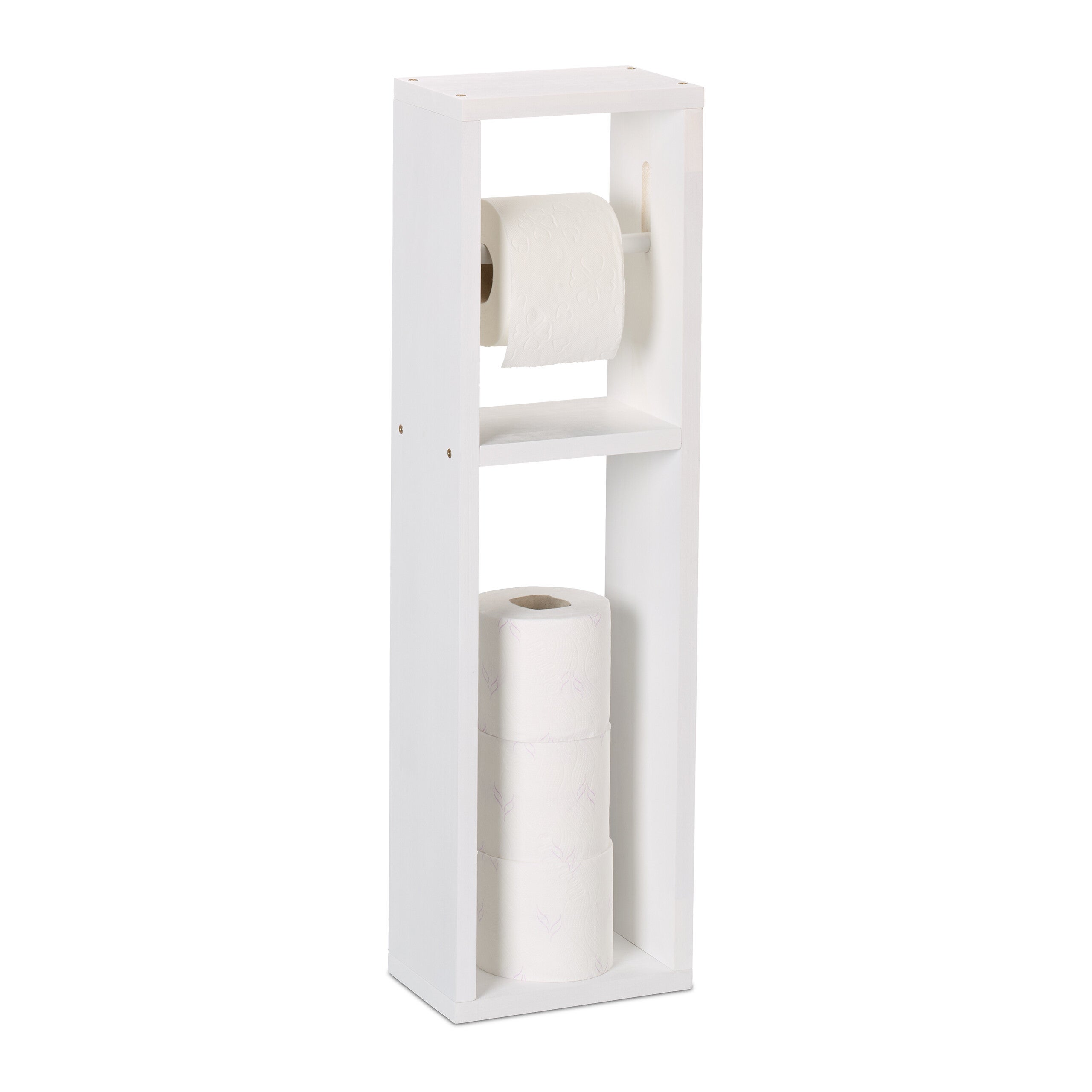 Porta Carta Igienica Relaxdays - Mobiletto Salvaspazio Bianco 77x18.5x17.5cm - Foto 11