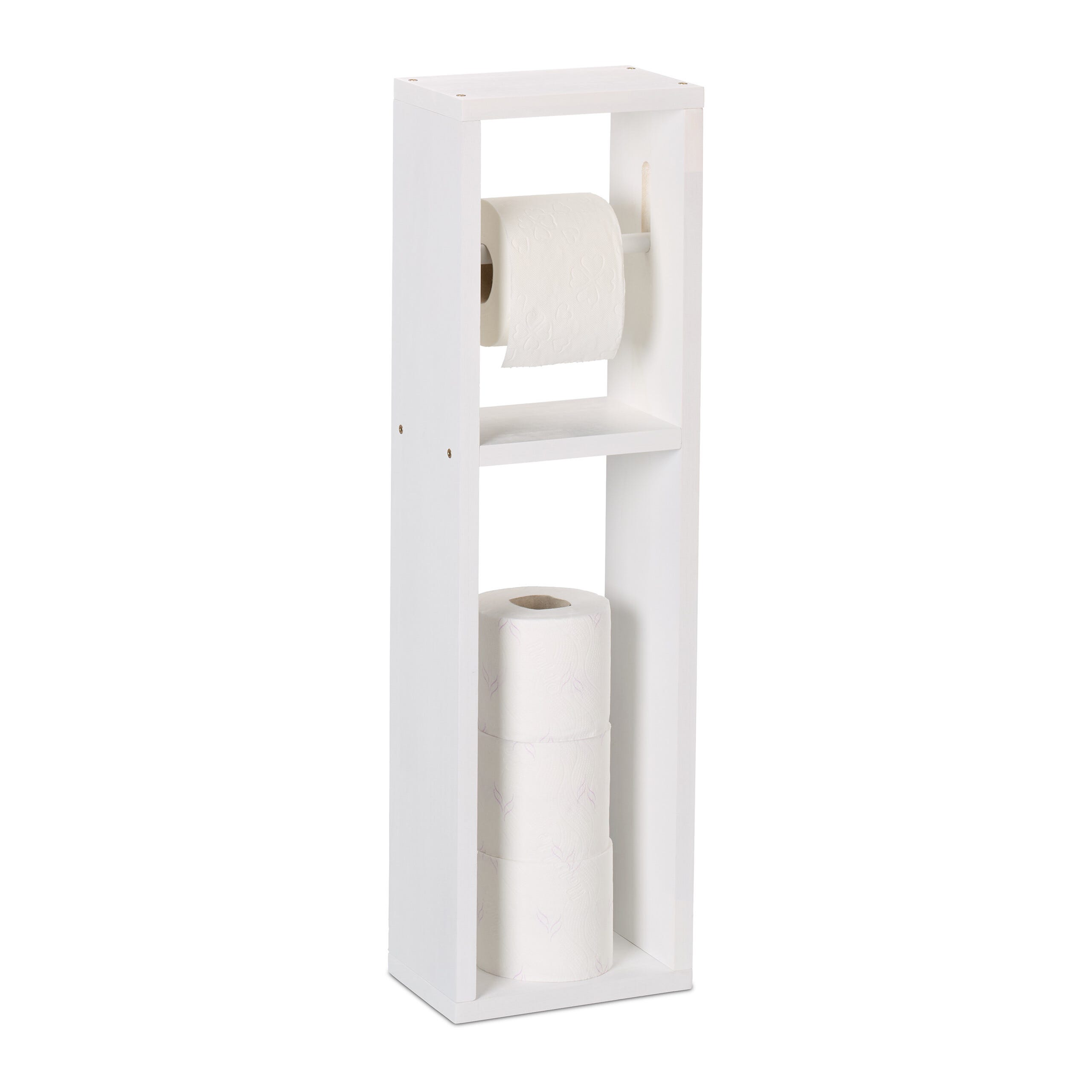 Porta Carta Igienica Relaxdays - Mobiletto Salvaspazio Bianco 77x18.5x17.5cm - Foto 11