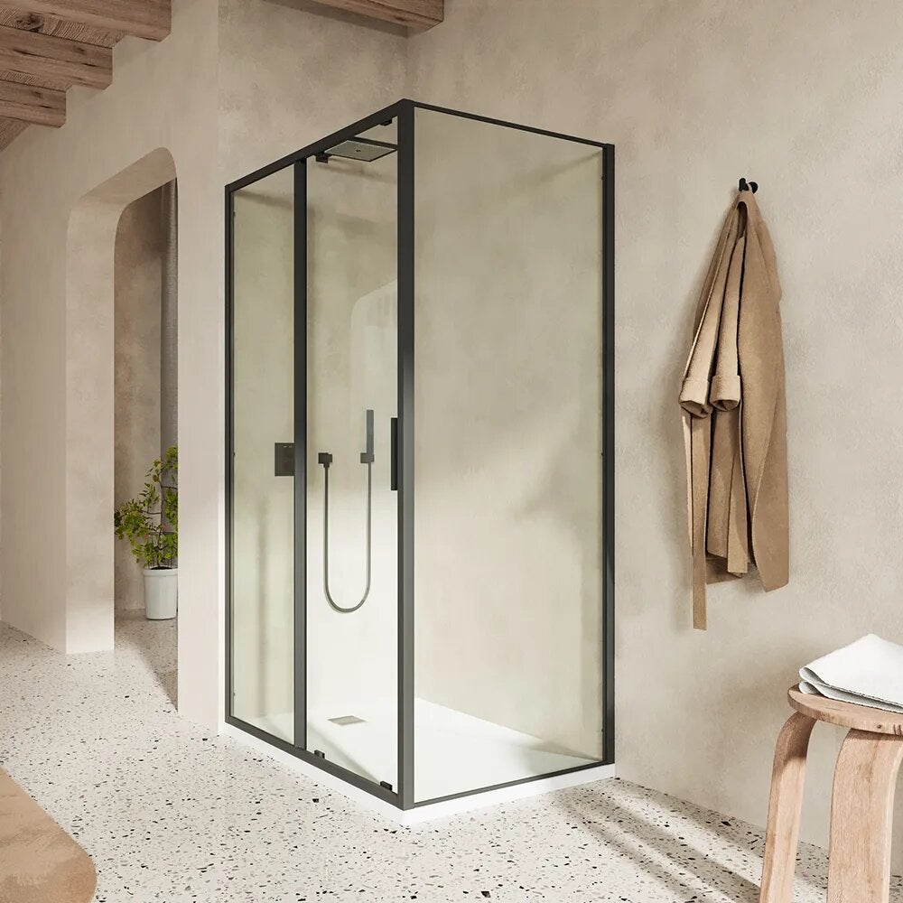 Mampara de ducha slim 70 x 160 cm con puerta corredera y panel fijo ...