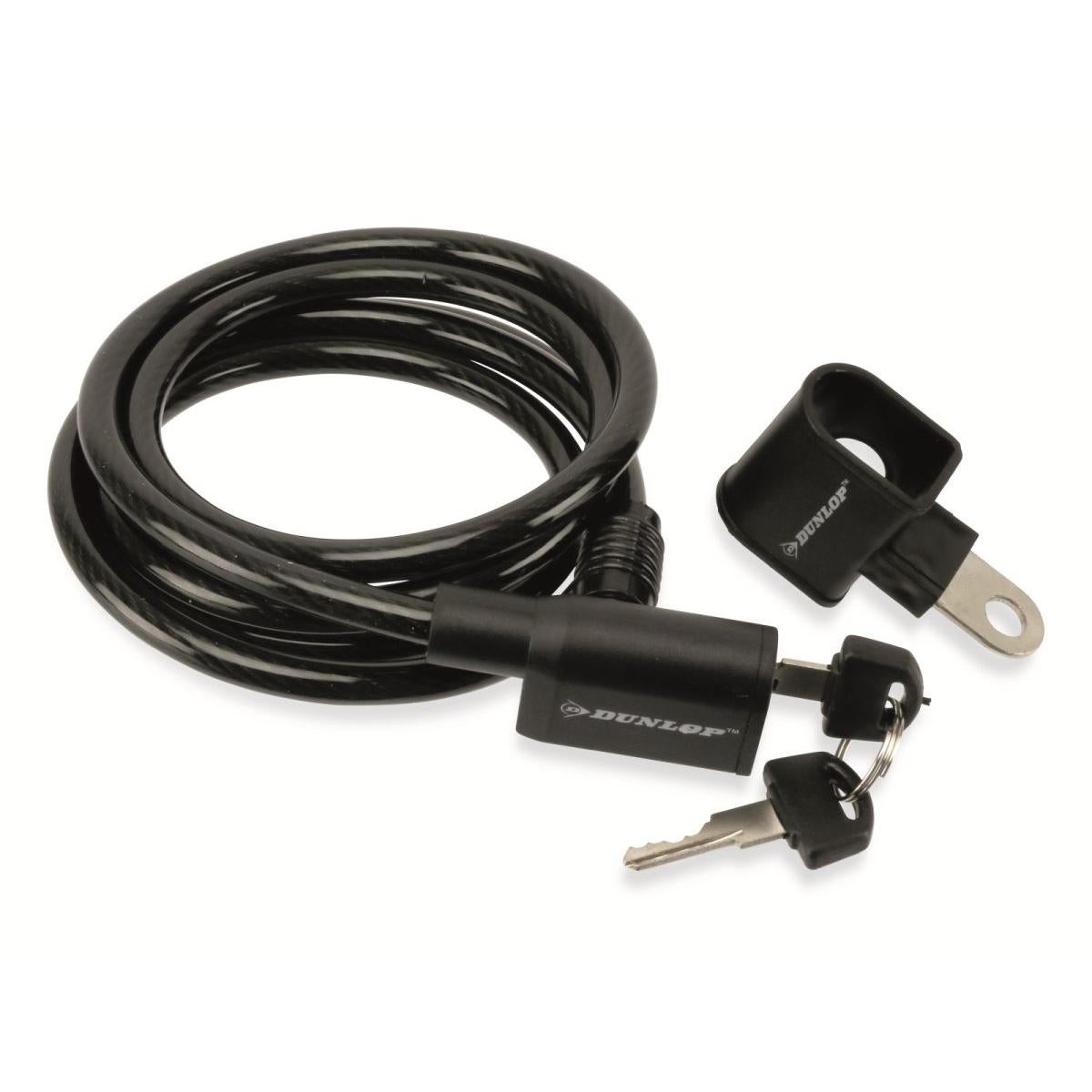 Zapięcie rowerowe Dunlop spiralne na klucz z osłoną 150 cm czarne