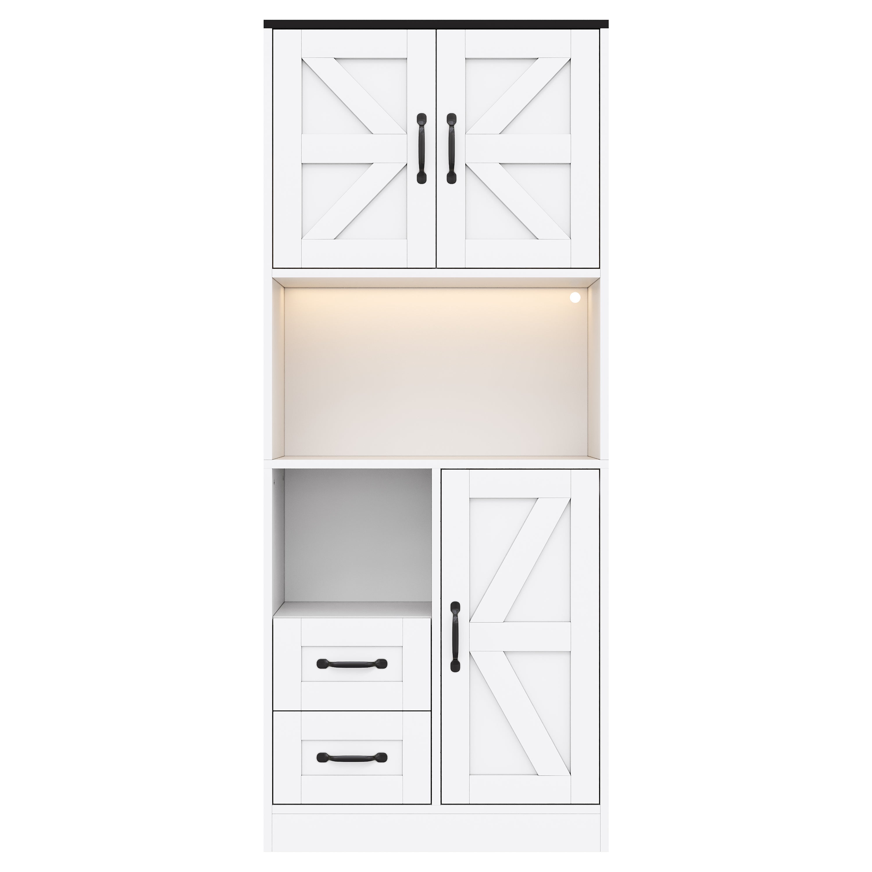 Buffet haut de cuisine led blanc 72 cm, armoire garde manger 3 portes ...