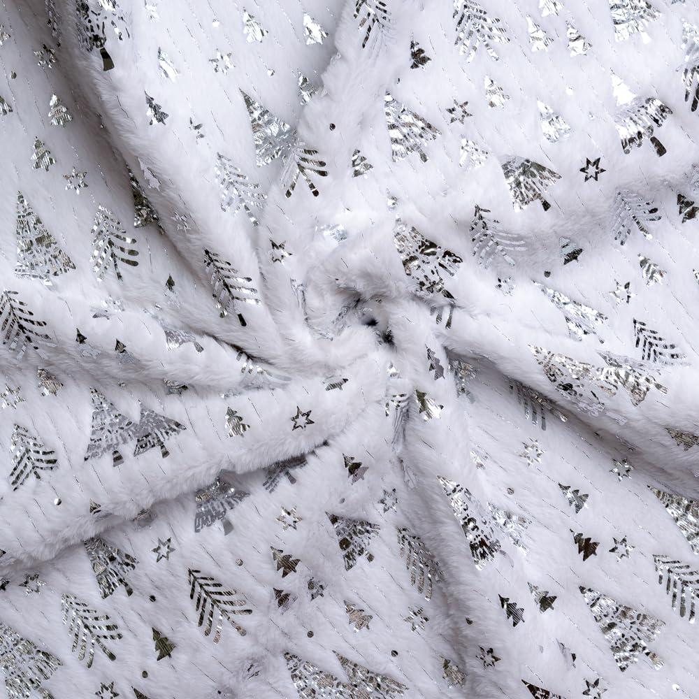 Saia para árvore de Natal, padrão prateado para árvore de Natal, capa para base de árvore de Natal, decoração para casa (78 cm) - 3