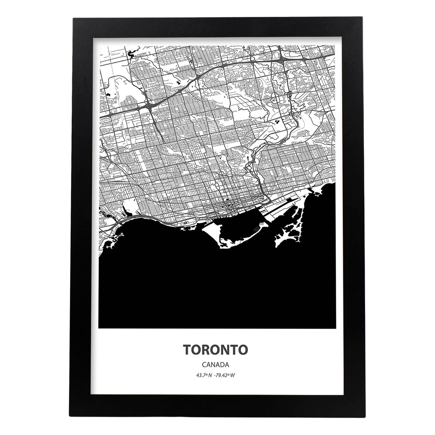 Toronto Rios Poster Con Mapa De Toronto Canada. Láminas De Ciudades De Canada Con ...