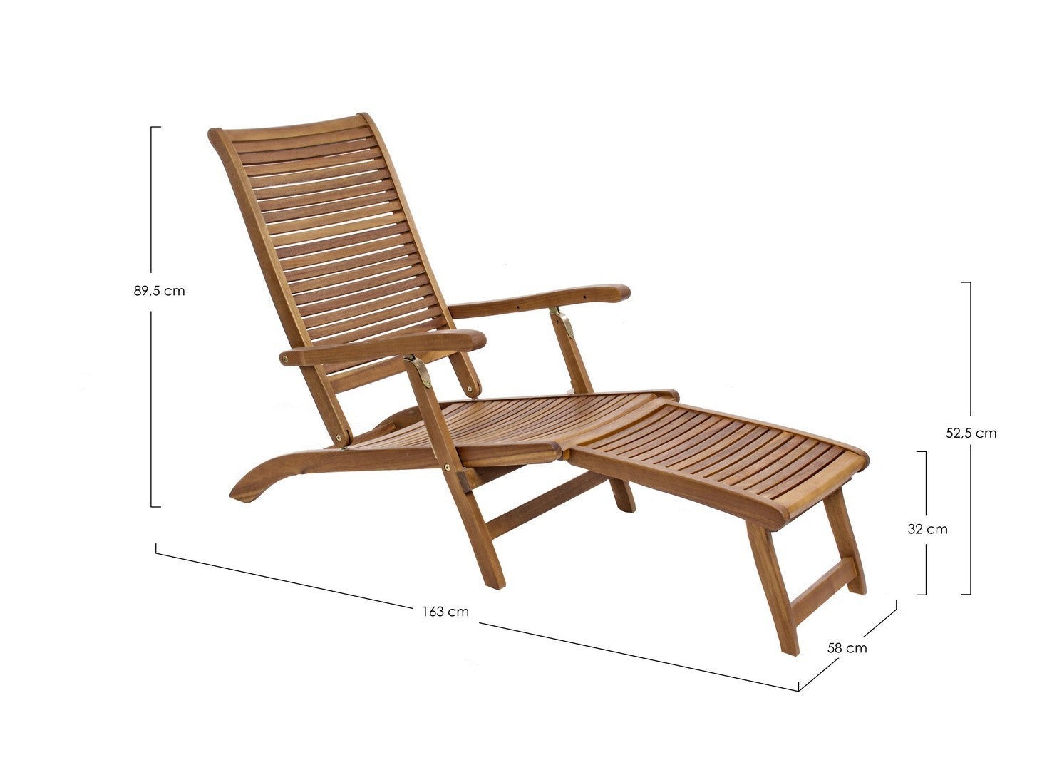 Sedia A Sdraio Ia Chaise In Legno Di Eucalipto Per Esterno E Piscina – Marrone, Portata 113 Kg - 3
