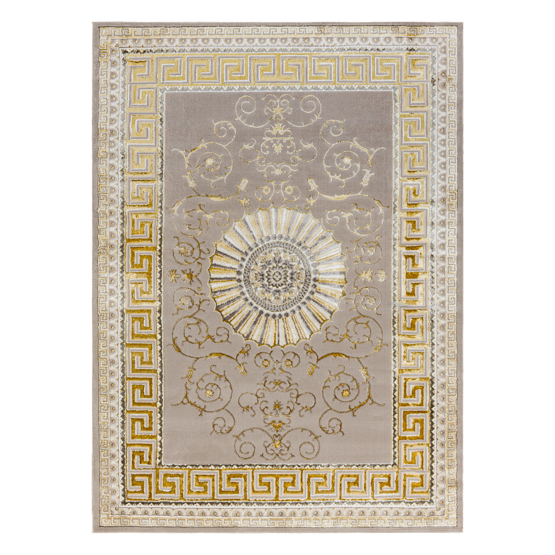 Dywan BLISS Z160AZ147 ciemny beż / złoty - Ramka, grecki ekskluzywny, strukturalny 120x170 cm - 4