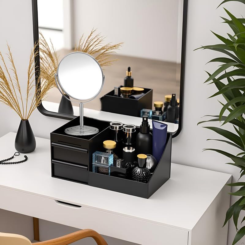 Cololgne Organiseur de parfum en plastique pour hommes et femmes, organiseur de cosmétiques noir, 3 étages, présentoir à Cologne avec tiroir - 3