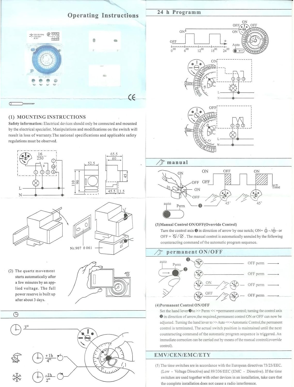 Minuterie mécanique étanche, minuterie de piscine programmable 24 h, minuterie extérieure, 230 V CA - 5