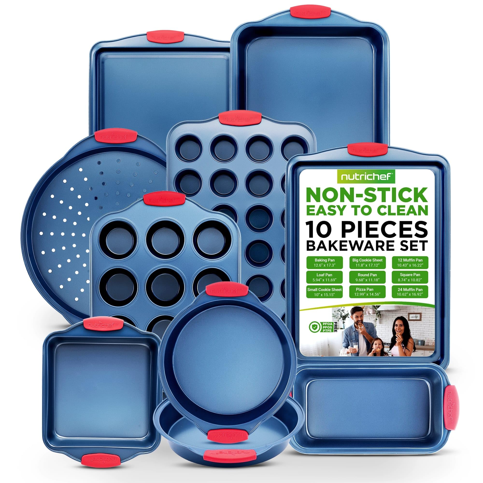 Set Teglie Forno NutriChef 6 Pezzi Antiaderenti Acciaio Al Carbonio Con Manici In Silicone