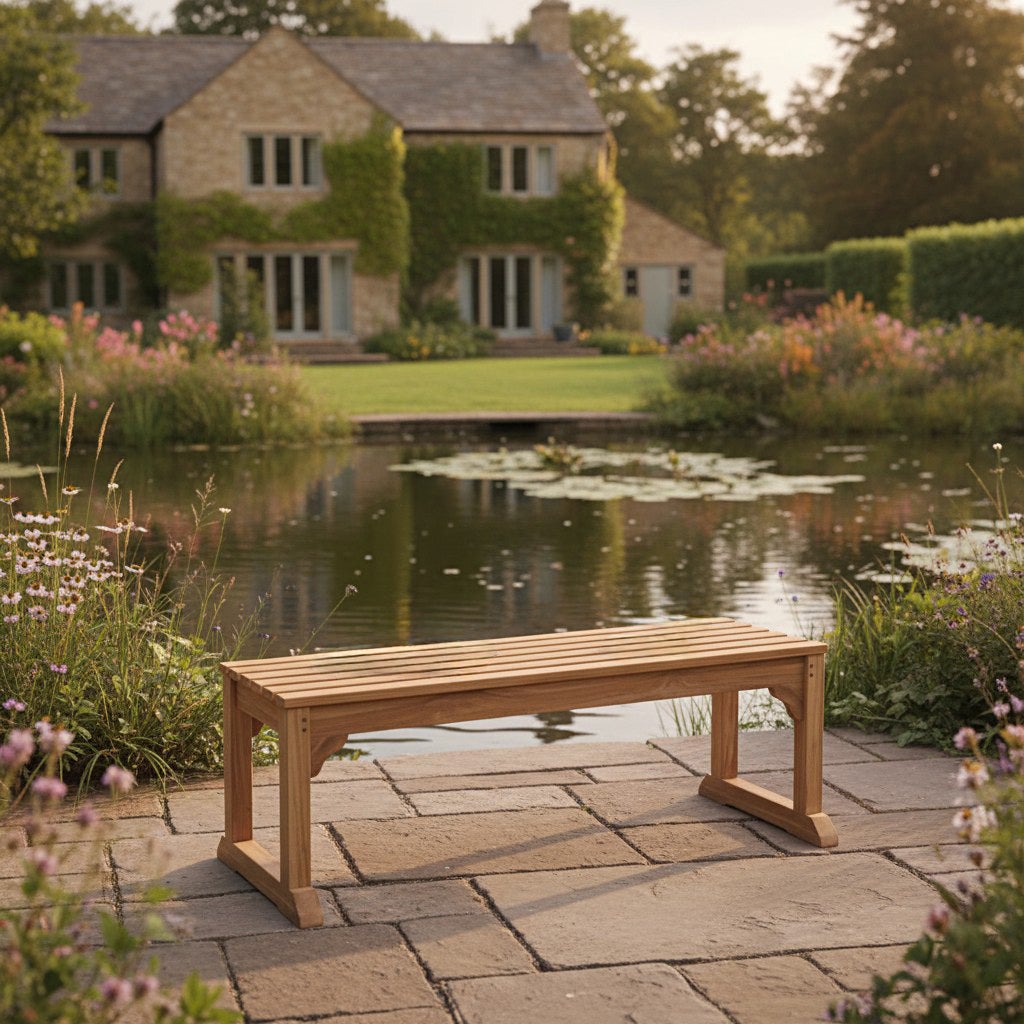 Banc en teck massif Wimbledon 140 cm (sans dossier) - 8