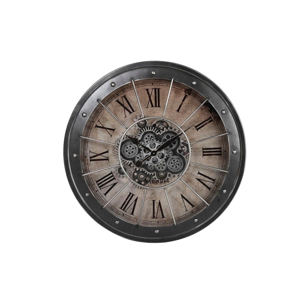 Reloj de pared dkd home decor negro engranajes cobre hierro (80 x 8 x 80 cm)
