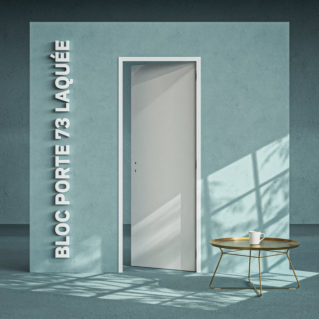 Bloc-Porte Blanc Laqué Plane H. 204 x l. 73 cm - Poussant Droit