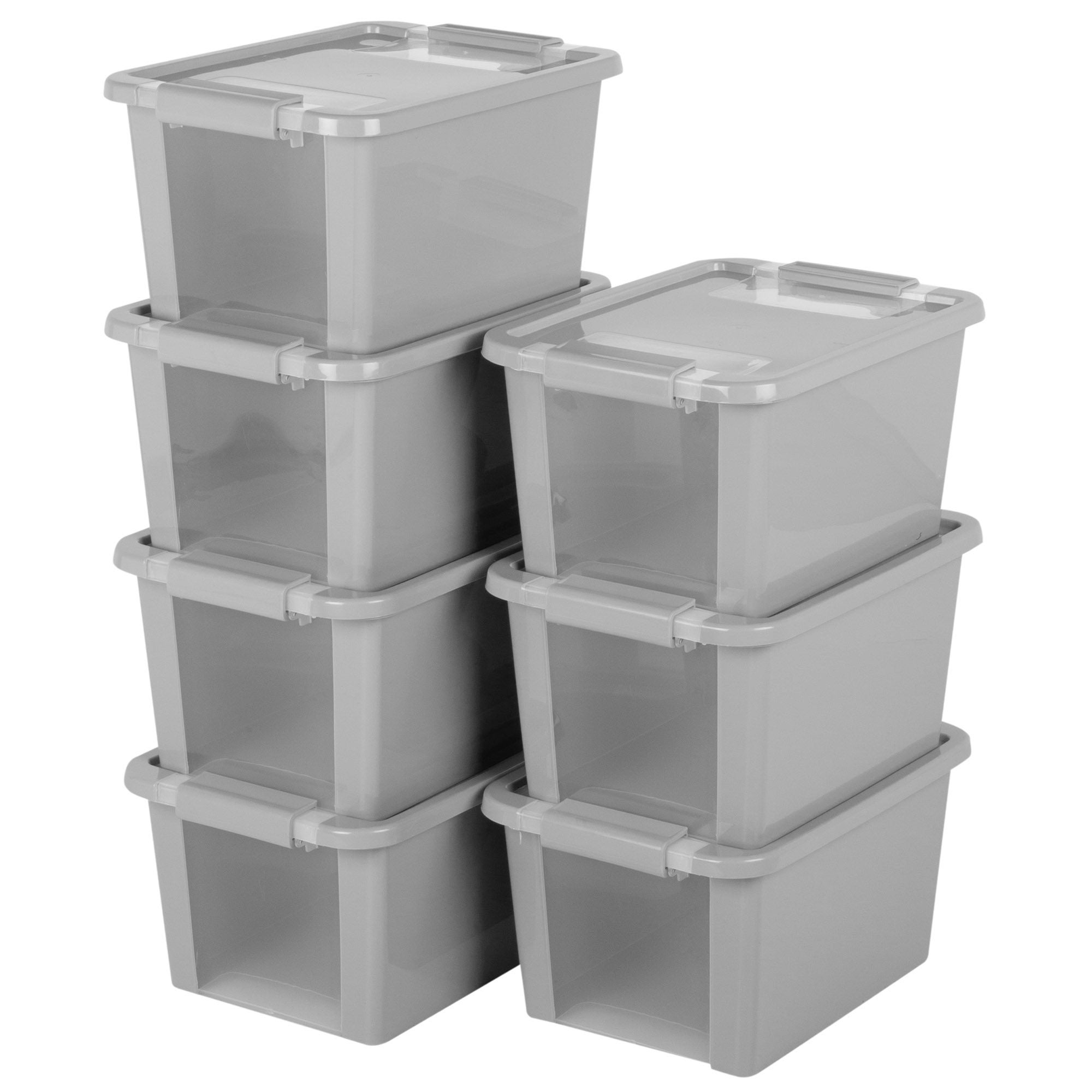 Curver pack 7 cajas de almacenaje con tapa bi-box 11l gris