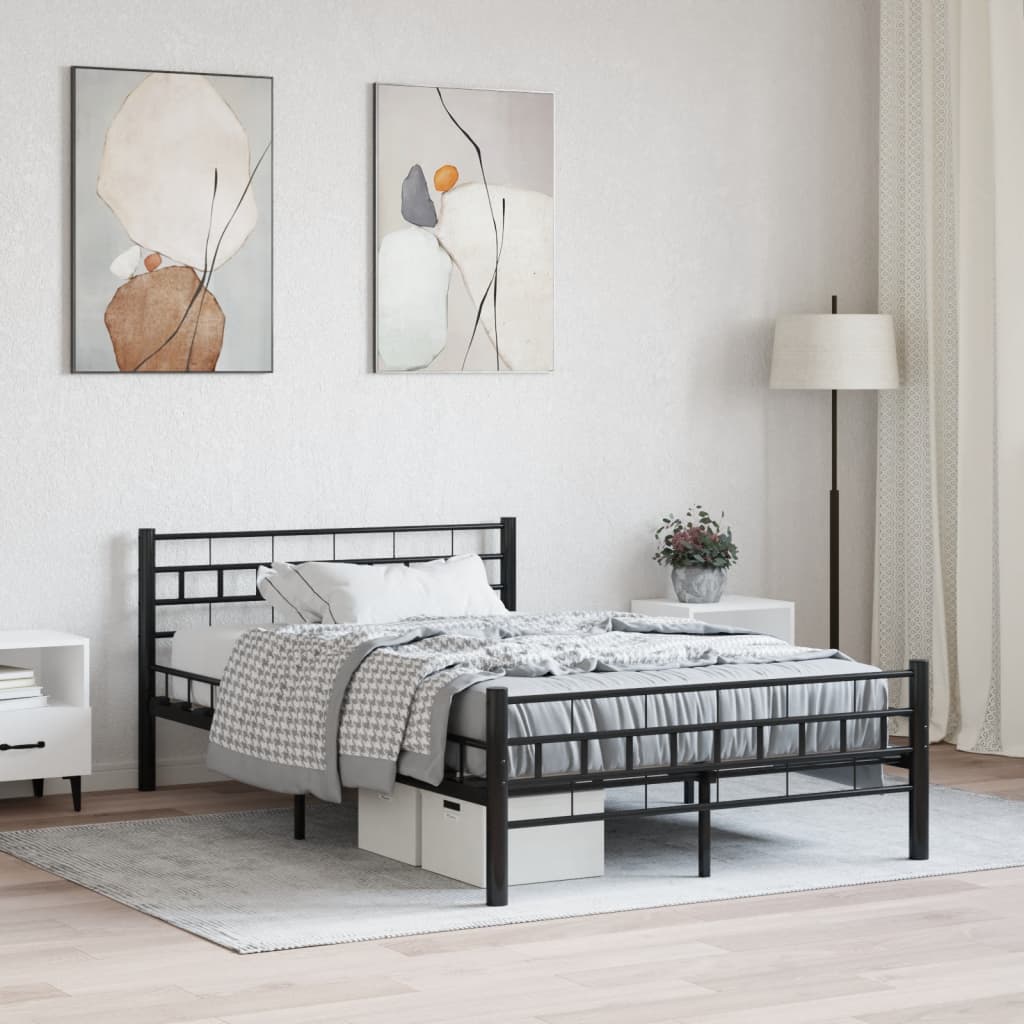 Rama łóżka, czarna, stal, 140 x 200 cm vidaXL