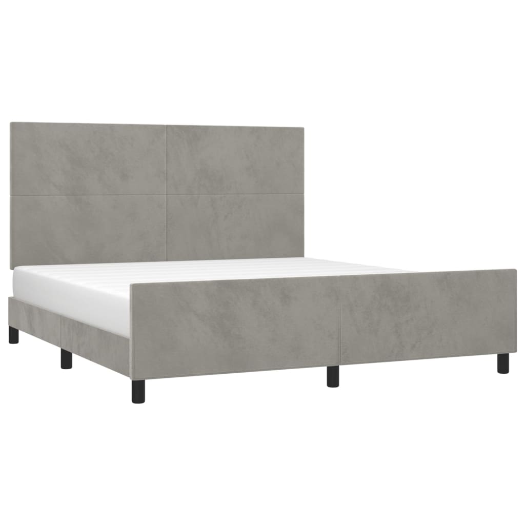 Cadre de lit sans matelas gris clair 160 x 200 cm en velours - 3