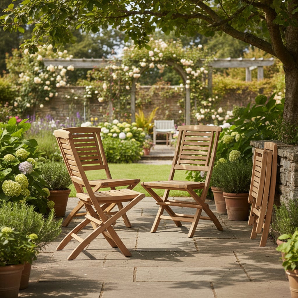 Chaise de jardin pliable sans coussin Barbade en Teck Marron - 5