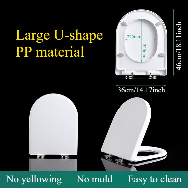 Sedile WC a U spesso, design con chiusura lenta e silenziosa, coperchio di ricambio per toilette - 2