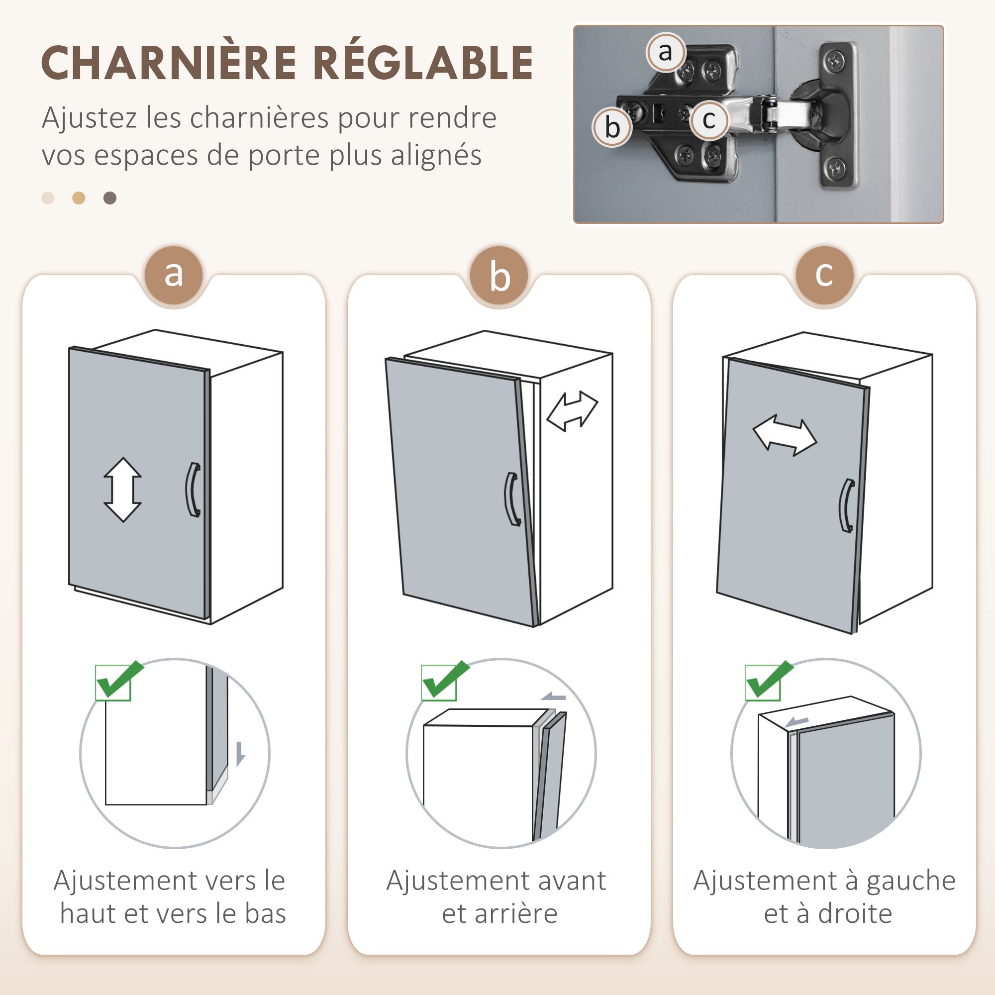 Vaisselier aggloméré 4 portes gris HOMCOM - 8