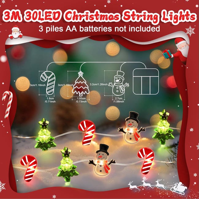GEEKEO Luci Natale Interno Catena Luminosa, Luci Stringa di Pupazzo di Neve e Babbo Natale 3M 20LEDs,Lucine LED Decorative a Batteria per Albero di Natale,Decorazione Della Stanza,Party,Giardino GEEKEO Luci Natale Interno Catena Luminosa, Luci Stringa di Pupazzo di Neve e Babbo Natale 3M 20LEDs,Lucine LED Decorative a Batteria per Albero di Natale,Decorazione Della Stanza,Party,Giardino
