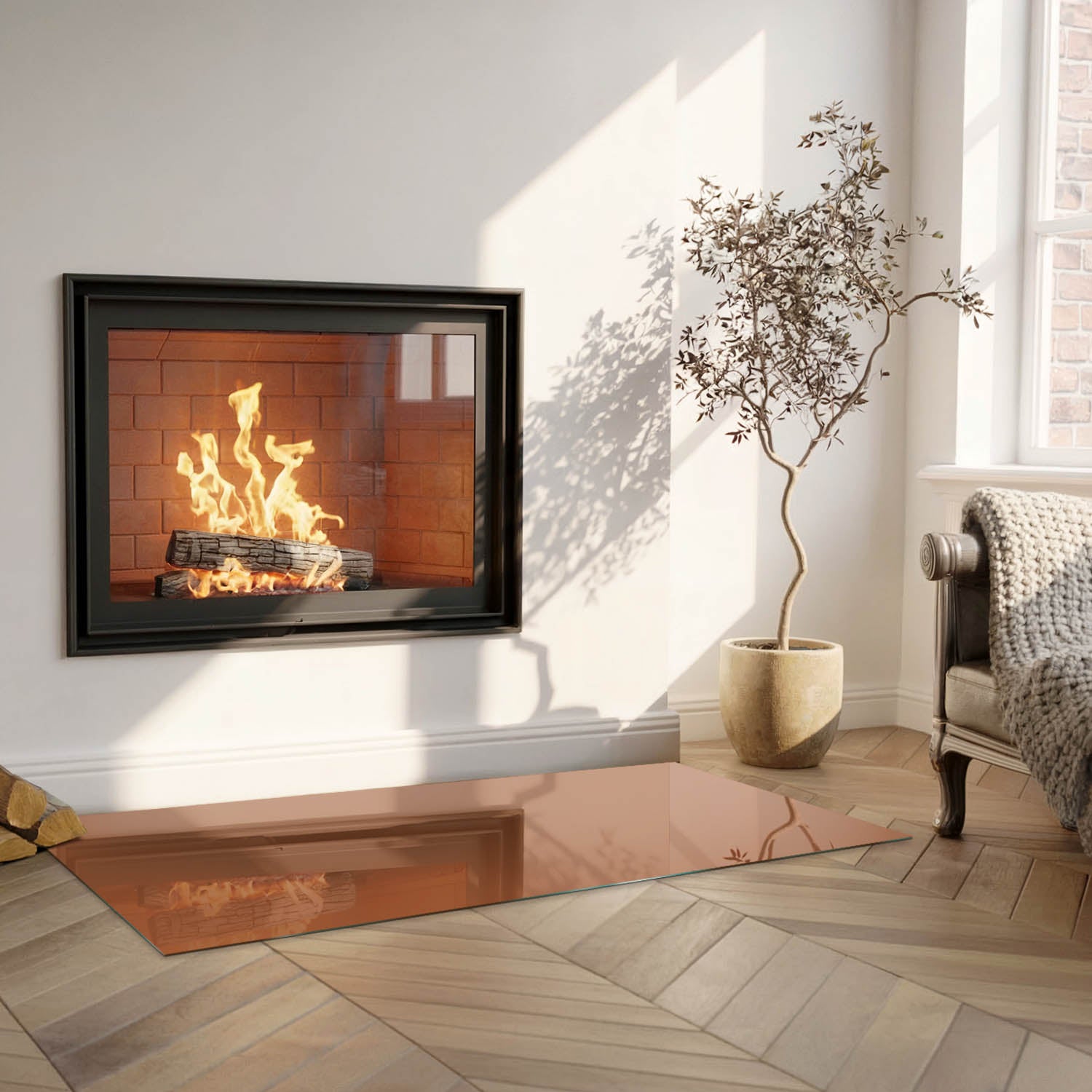 Szkło hartowane na podłogę pod kominek - 125x50 cm - Kolor Brązowy - TULUP - 5