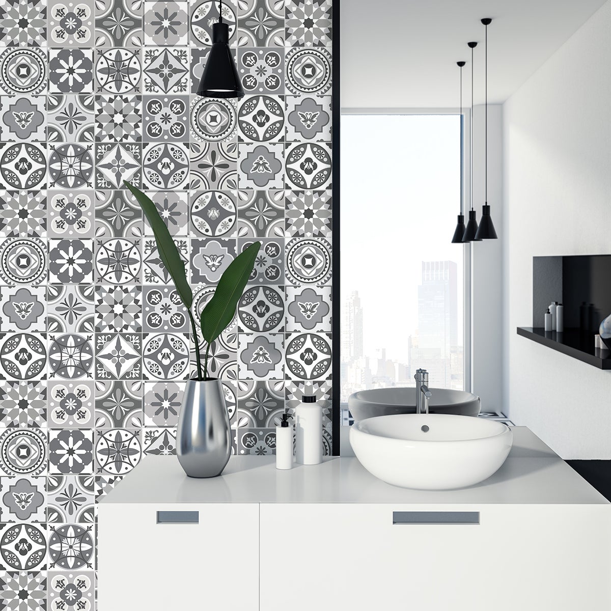 24 adesivi piastrelle di cemento azulejos arcangel - Sticker adesivo - adesivi murali - 24stickers15x15cm - 5