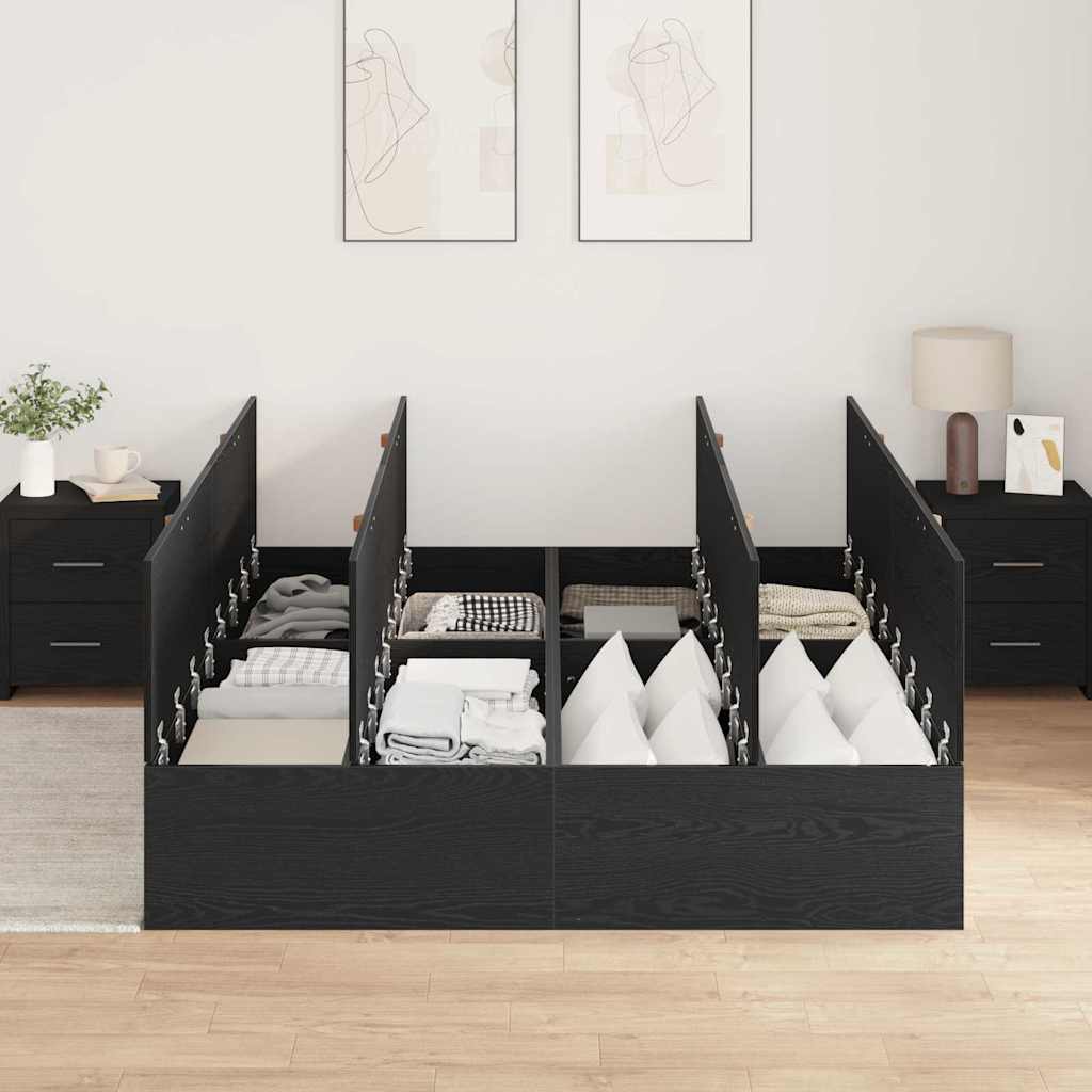 Cadre de lit avec rangement et porte chêne noir 140 x 200 cm - 3