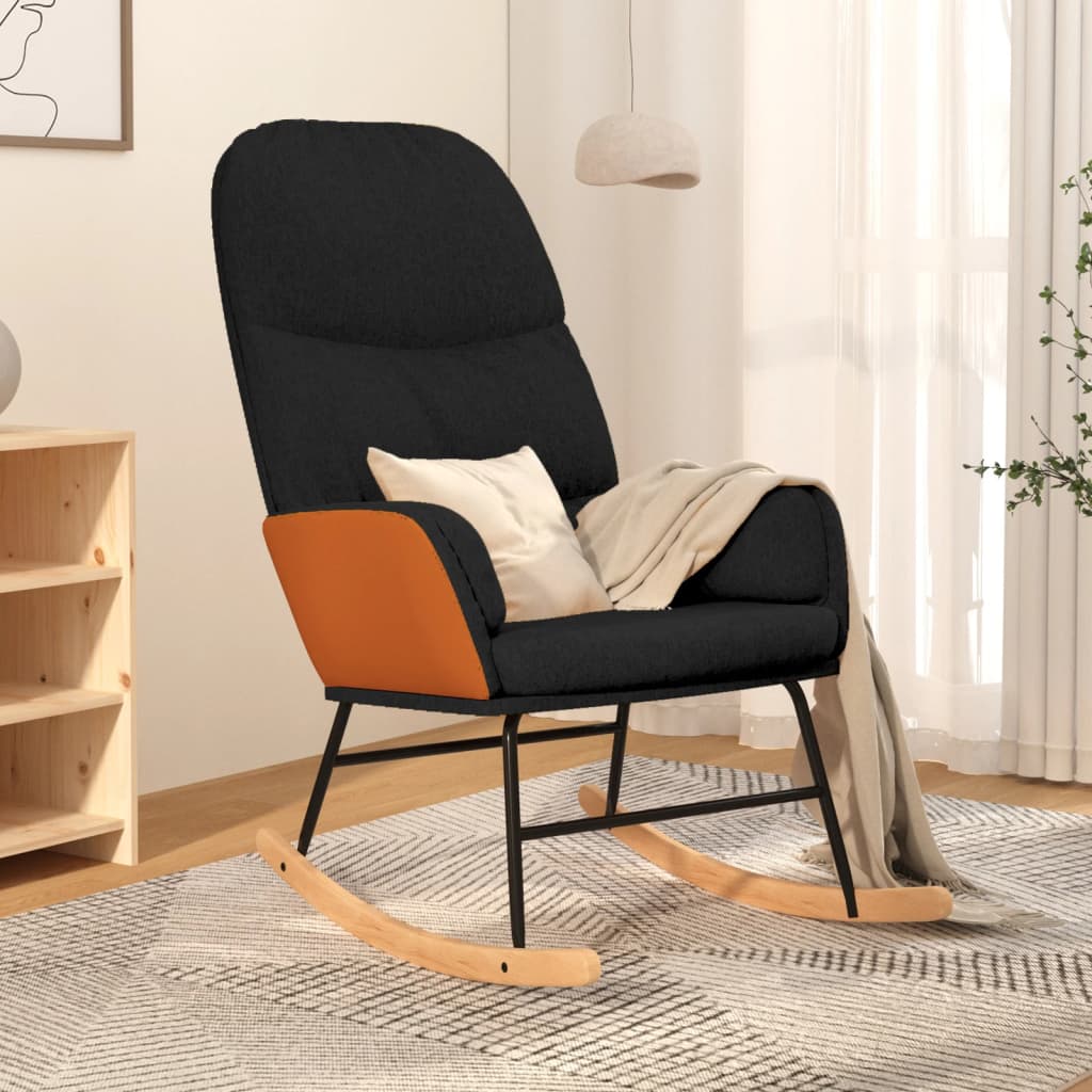 Silla mecedora | sillón balancín relax | sillón de salón de tela negra cfw584686