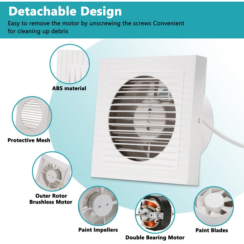 Ventola Aspirazione Bagno Ventilatore Da Bagno Con Sensore Umidità - 100mm, Silenzioso (34dB), Portata 95 M³/h, IPX4 Ventilatore Bagno Con Sensore Umidità