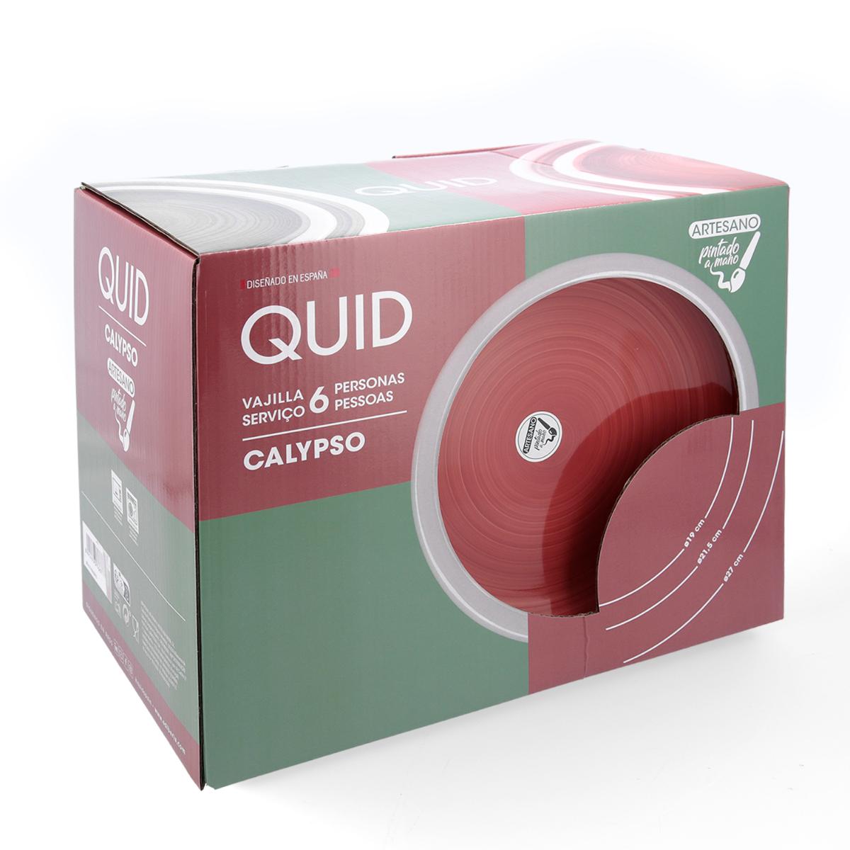 Vajilla Cerámica 18 Piezas 6 Personas Quid Calypso - Rojo Apto Microondas - 6