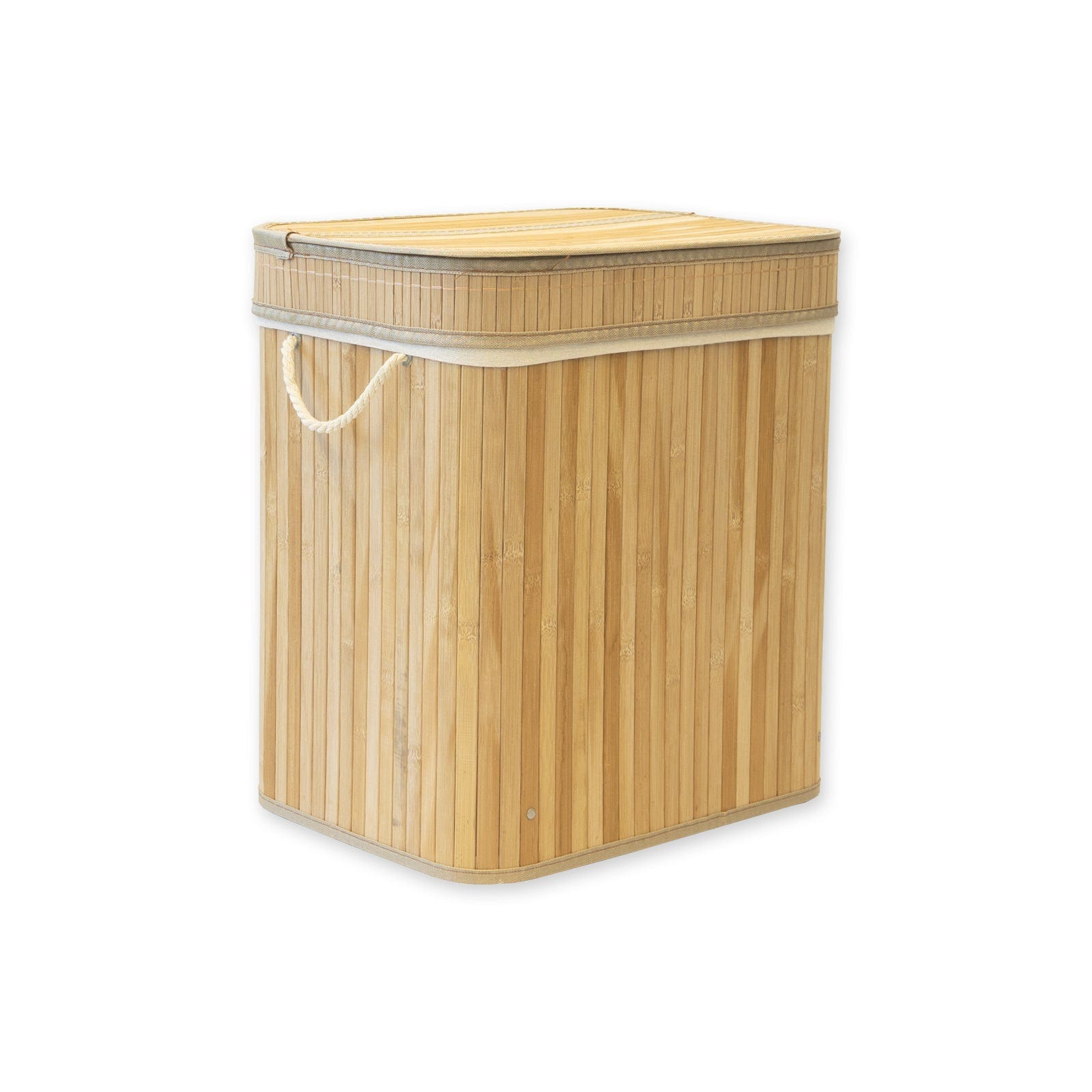 Panier A Linge Pliable Beige, Corbeille A Linge Sale Bambou Et Toile Avec Couvercle, 40 * 34 Panier A Linge Pliable Beige, Corbeille A Linge Sale Bambou Et Toile Avec Couvercle, 40 * 34