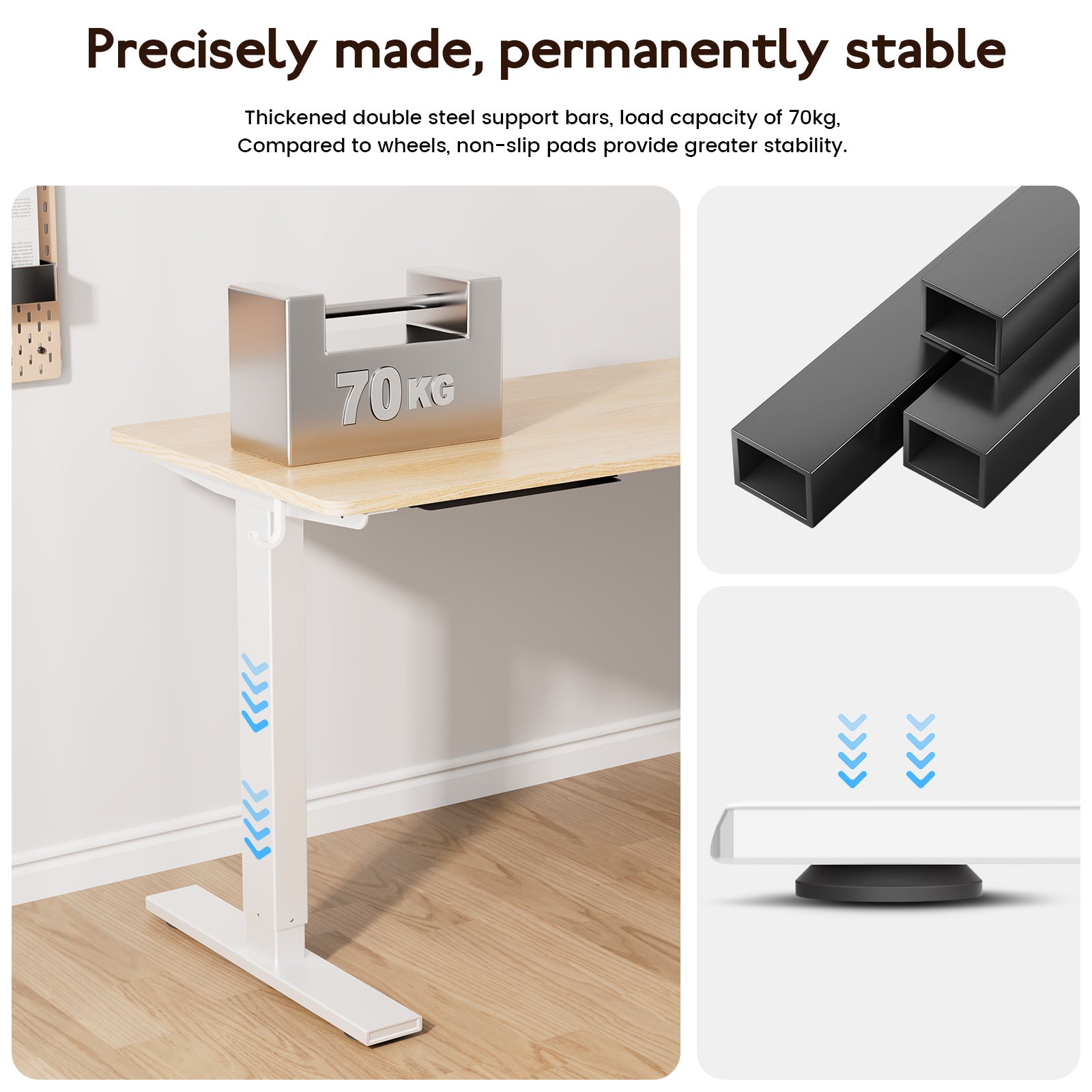 Bureau électrique réglable 80x160 cm,Hauteur 70-117 cm, Fonction mémoire, Rebond en cas de résistance, Mode économie d'énergie - 5