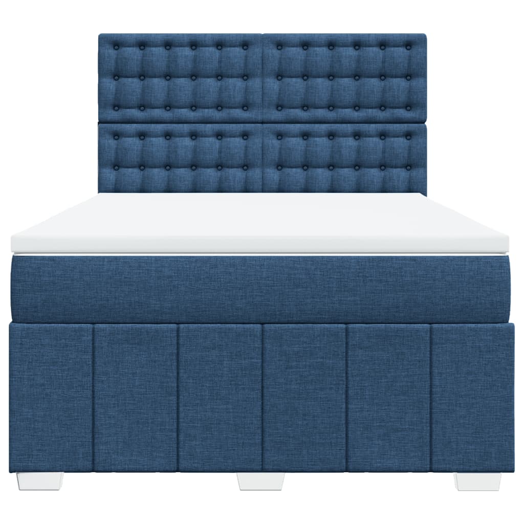 Sommier à lattes de lit avec matelas Bleu 160x200 cm Tissu — COMFORTXL - 4