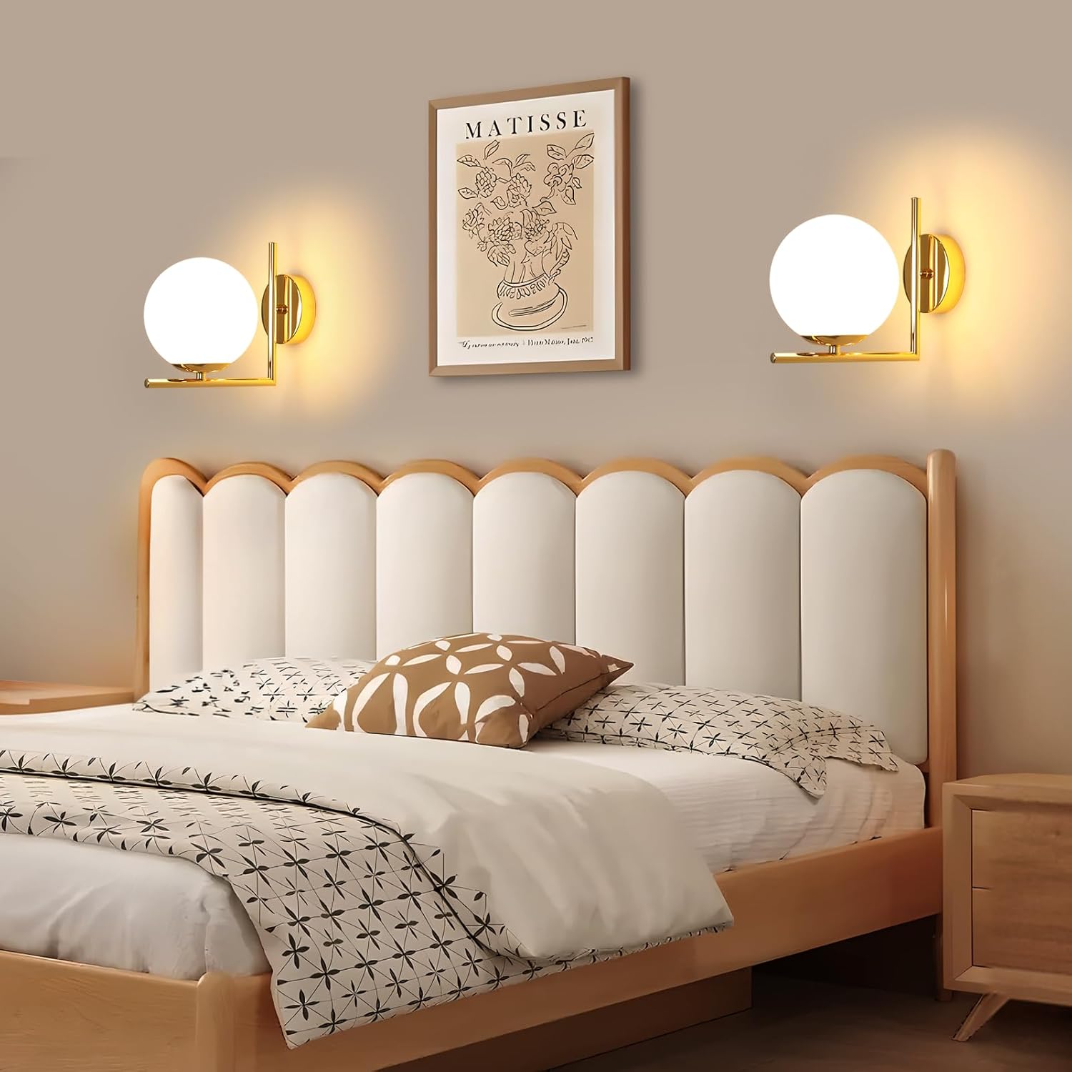 Applique Murale Intérieure, E27 Lampe Murale Moderne avec Abat-jour en Verre, Art Déco Applique Doré Vintage pour Chambre Salon Cuisine Couloir - 6