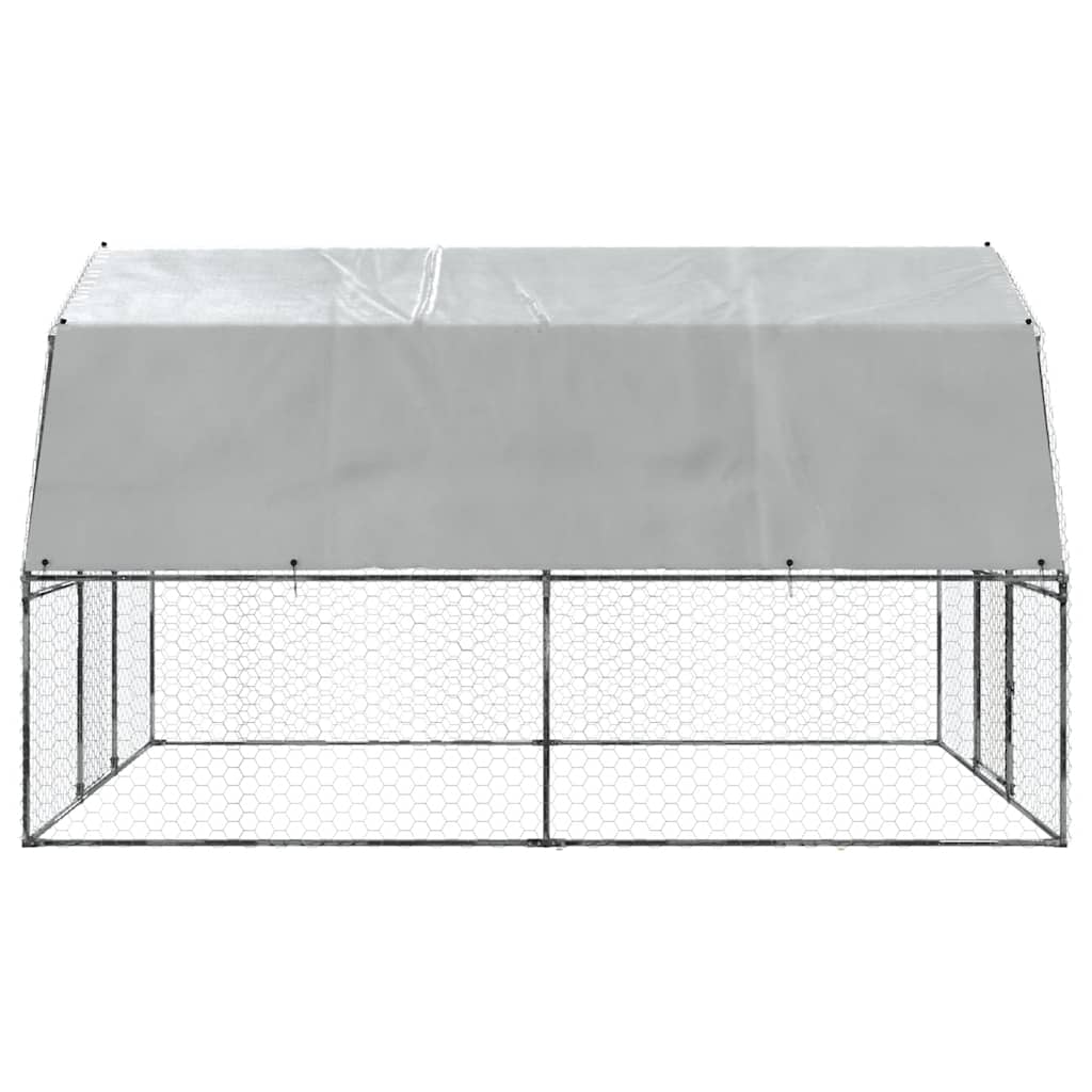 Galinheiro com telhado e porta aço galvanizado prata - COMFORTXL - 5