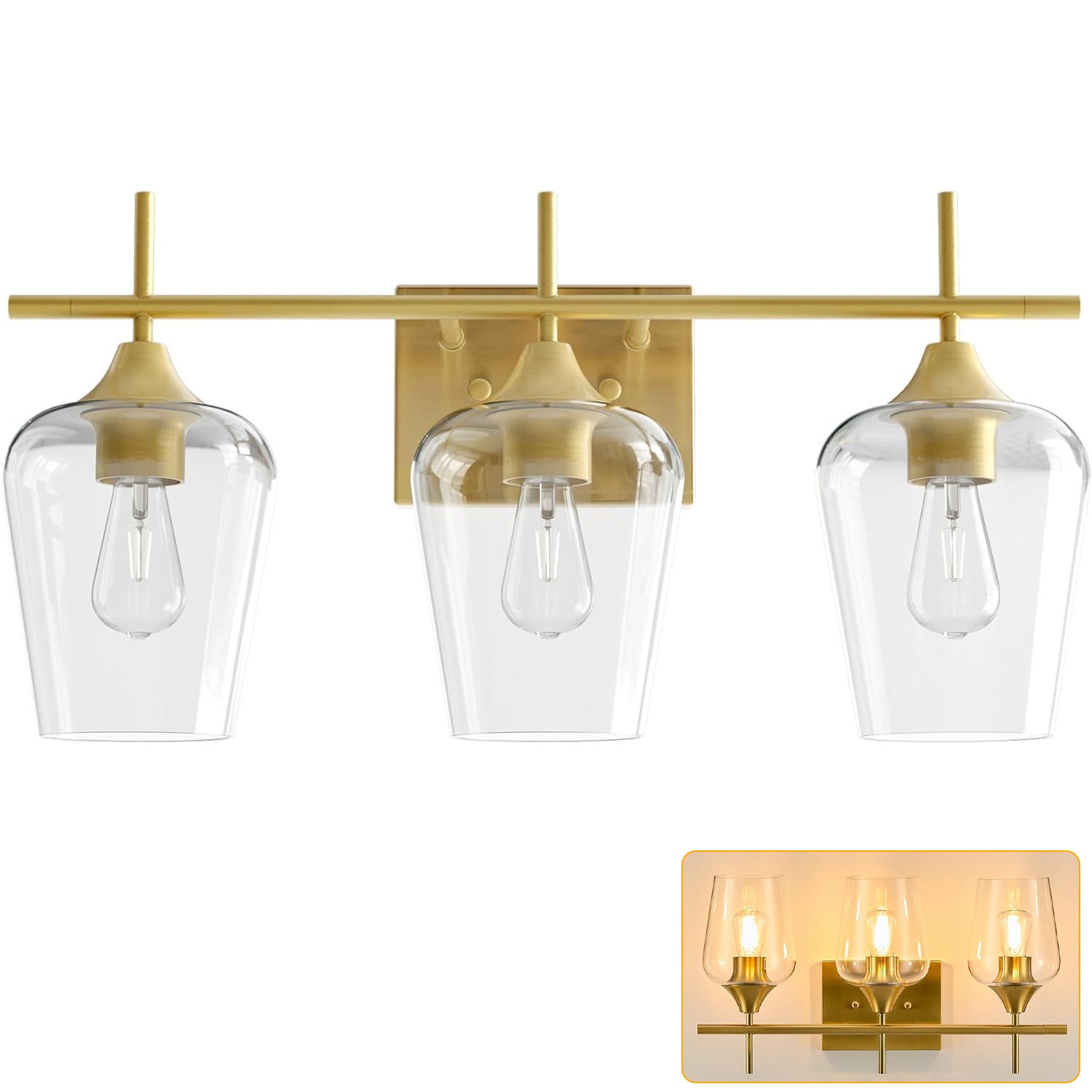 Lampada Da Bagno LED 80 Cm In Nero E Oro – Luci A Specchio Girevoli 350°, 3 Colori, Moderna A Soffitto O Parete - Foto 1