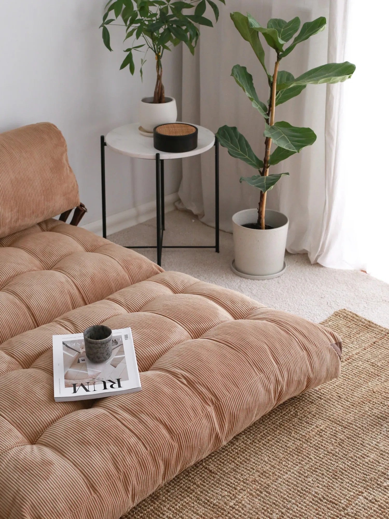 Chauffeuse 2 places convertible Ordila Velours côtelé Camel - 7