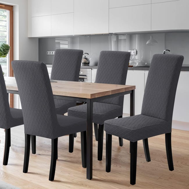 Lot De 4 Housses Extensibles Pour Chaises - Noir - Lavables, Pour Maison, Hôtel Ou Resto