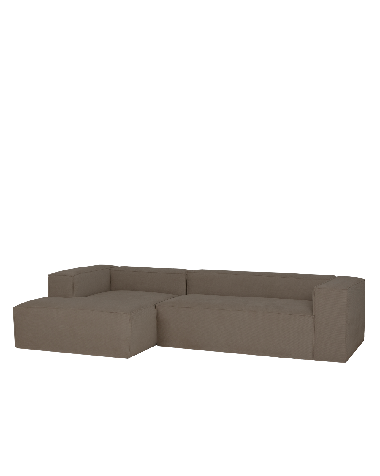 Lola - sofá de 4/5 plazas con chaise longue izquierdo de pana marrón topo 300x70x175cm - decowood