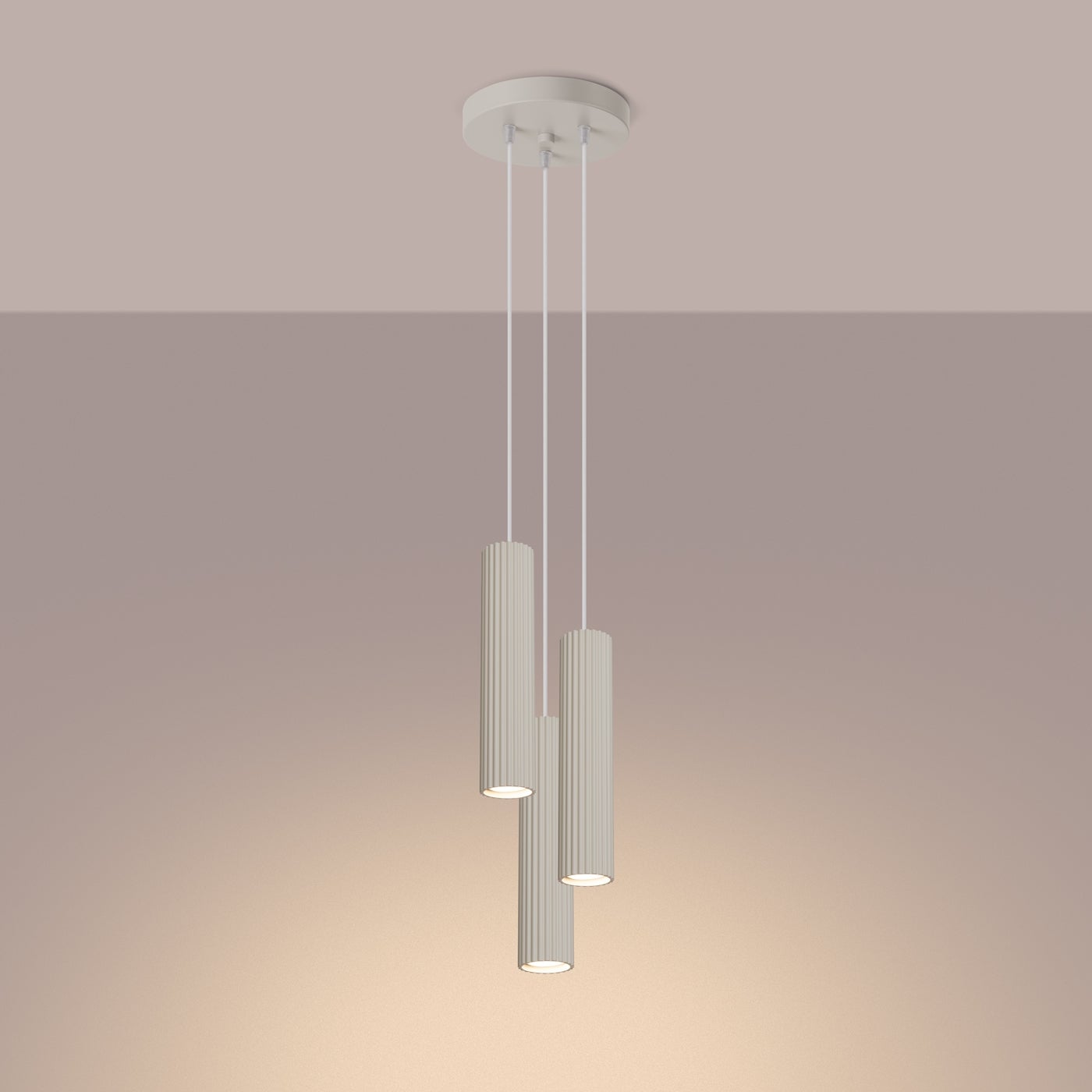 Lampa wisząca GLOOW 3P beżowy LED 3000K - 19.5x19.5x108cm Sollux