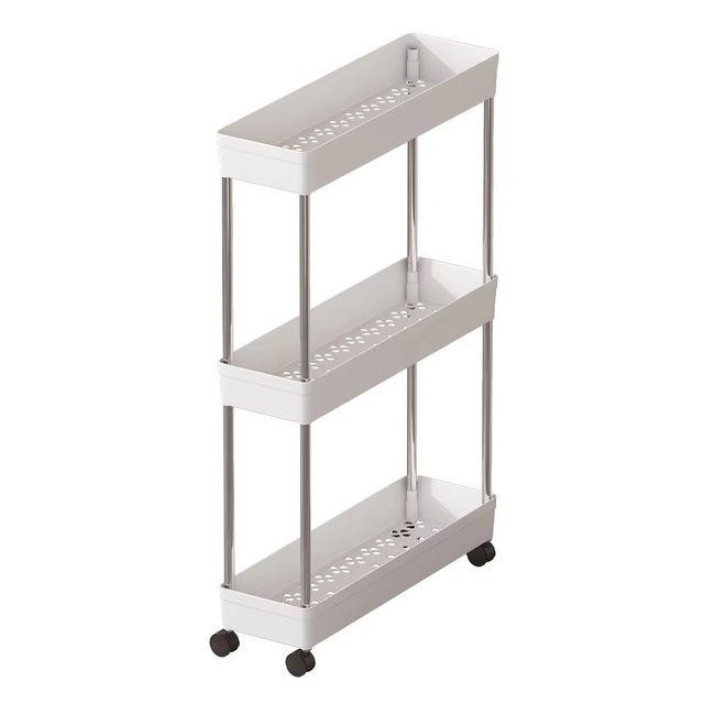 Danpinera Chariot Rangement 3 Niveaux Sur Roulettes - Étagère Étroite Salle De Bain 22cm Largeur, Vert Avec Accessoires