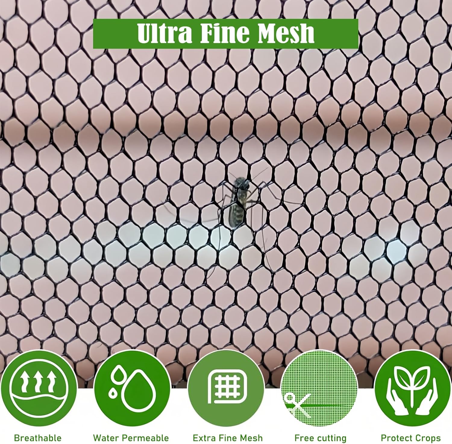 Moustiquaire pour terrasse et jardin - En maille respirante - Pour plantes,tentes en plein air - Protection DIY - Coupe libre - Noir - 2,4 x 6 m - 3