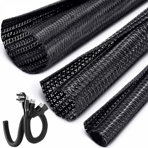 HOMEPROTEK Gaine Tressée Auto-bloquante Ultra-Flexible – Protection Câbles 13-20 Mm, 3 Mètres, Noir – Idéal Bureau, TV, Jardin & Voiture