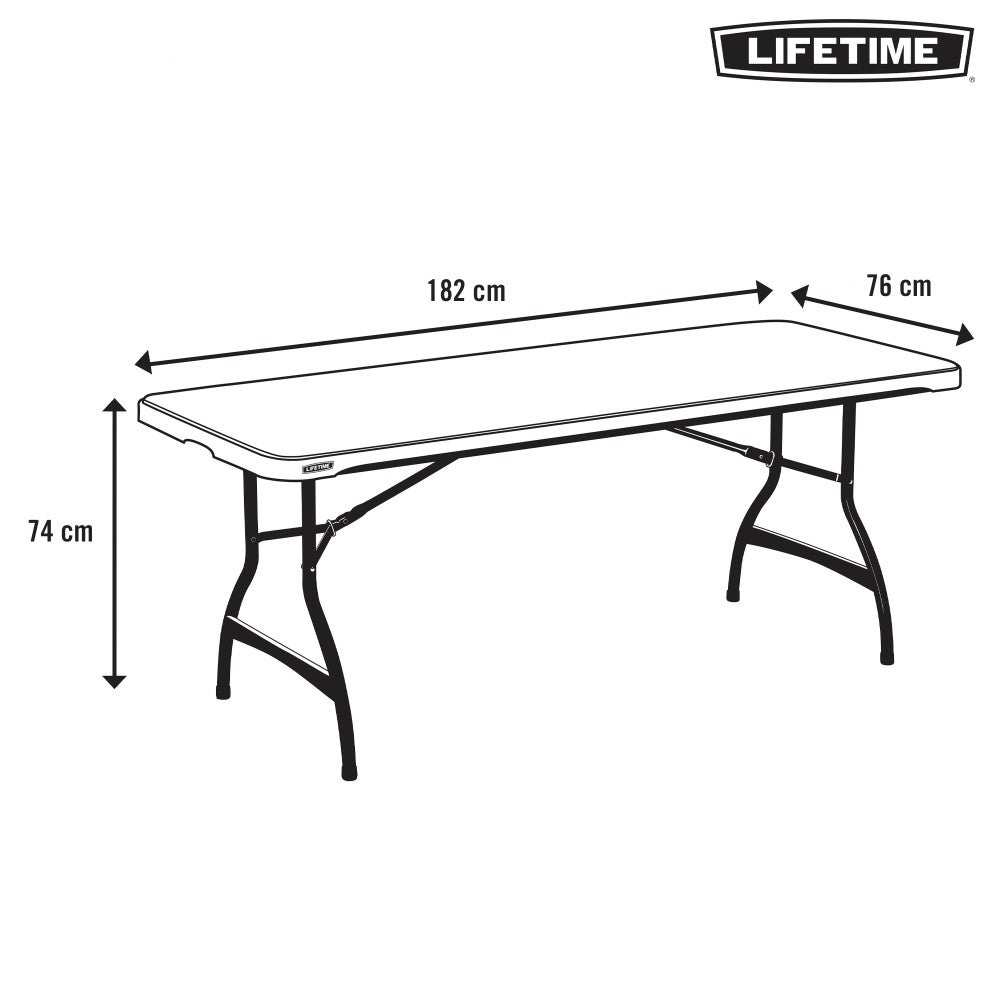 Mesa retangular com pés dobráveis efeito granito branco 182 x 76 x 74 cm - 8