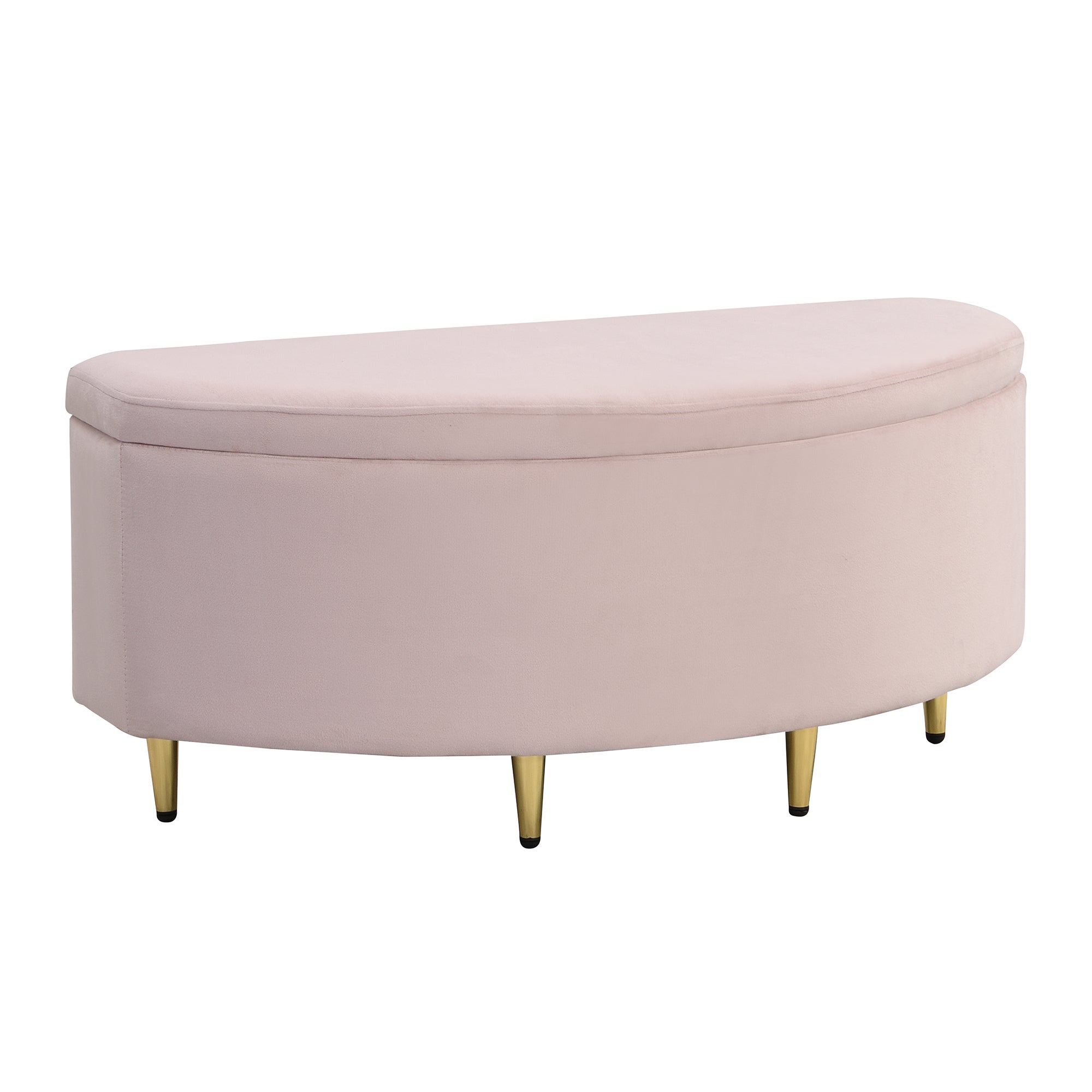 Banc coffre de rangement en velours - 90 x 40 x 42 cm - Pieds en métal - Rose - 4
